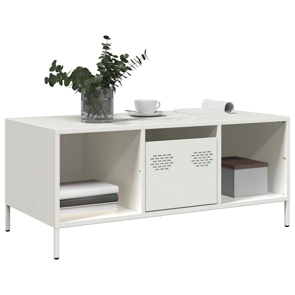 kavos staliukas baltas 101,5x50x43,5cm šaltai valcuotas plienas