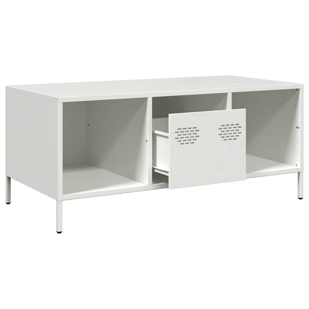 kavos staliukas baltas 101,5x50x43,5cm šaltai valcuotas plienas