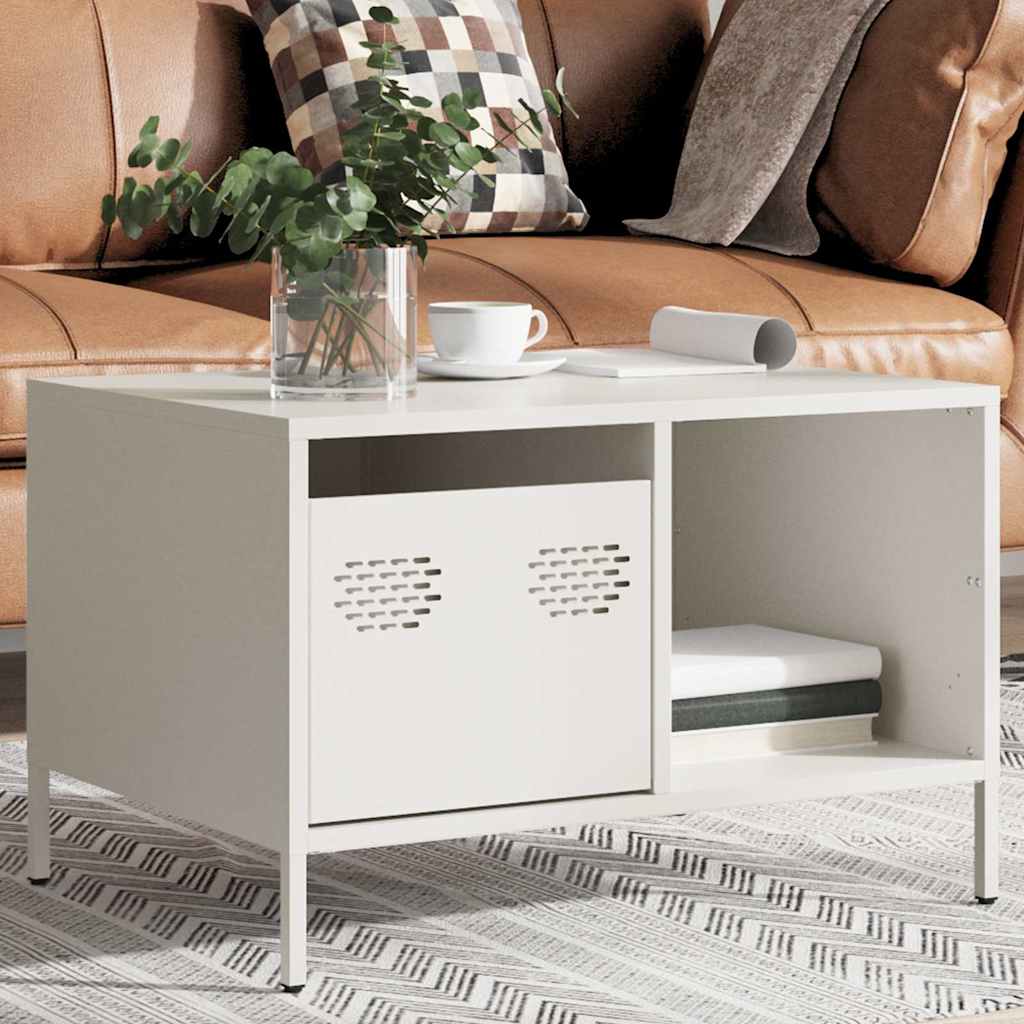 kavos staliukas baltas 68,5x50x43,5 cm šaltai valcuotas plienas