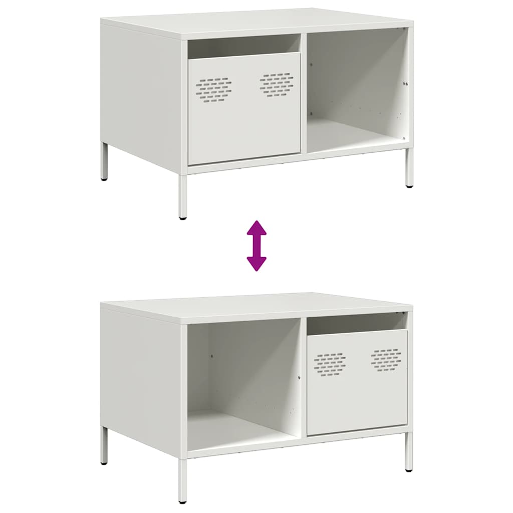 kavos staliukas baltas 68,5x50x43,5 cm šaltai valcuotas plienas
