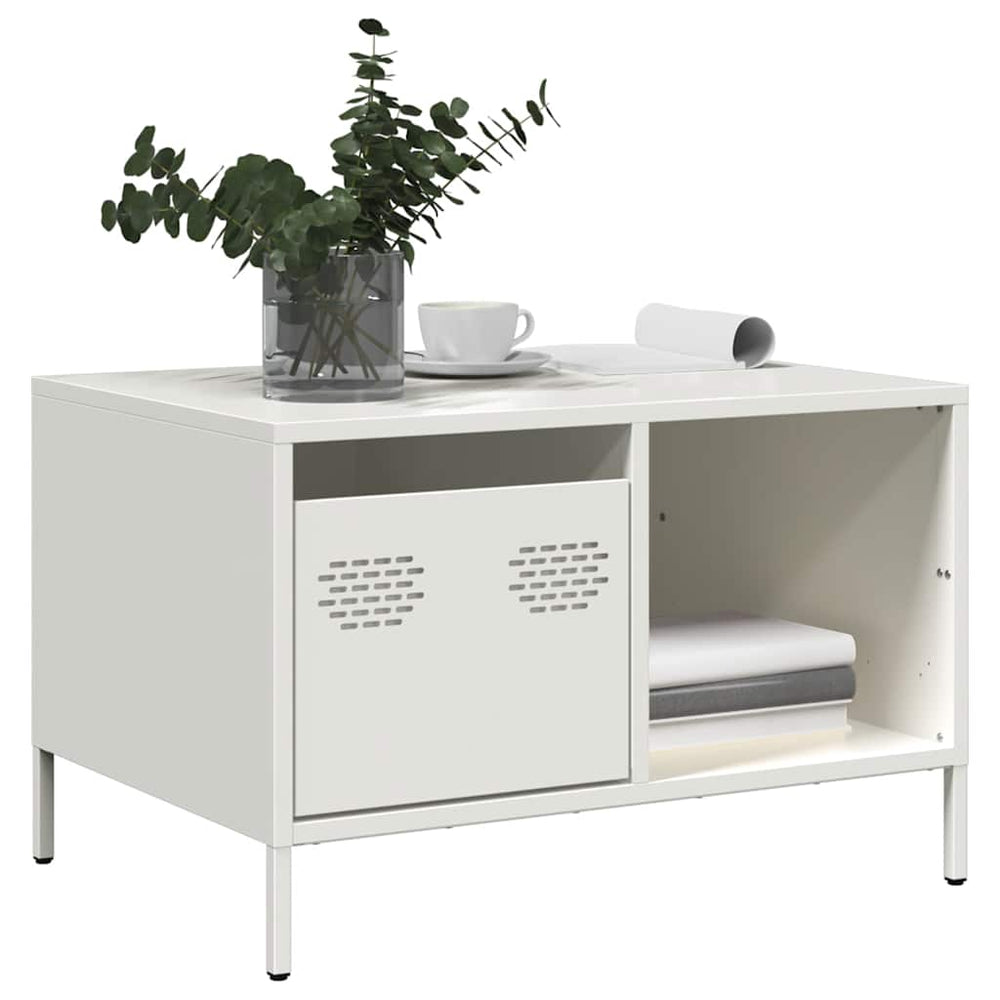 kavos staliukas baltas 68,5x50x43,5 cm šaltai valcuotas plienas