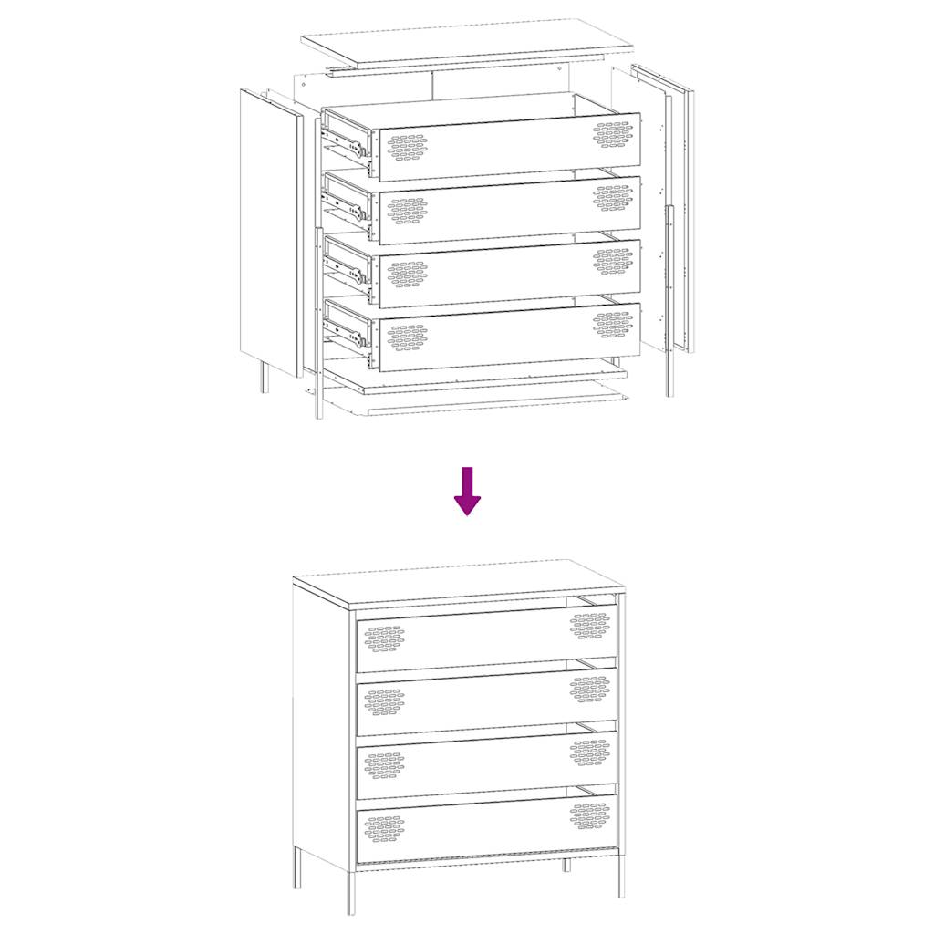 Side cabinet, white, 68x39x73.5cm, cold-rolled steel