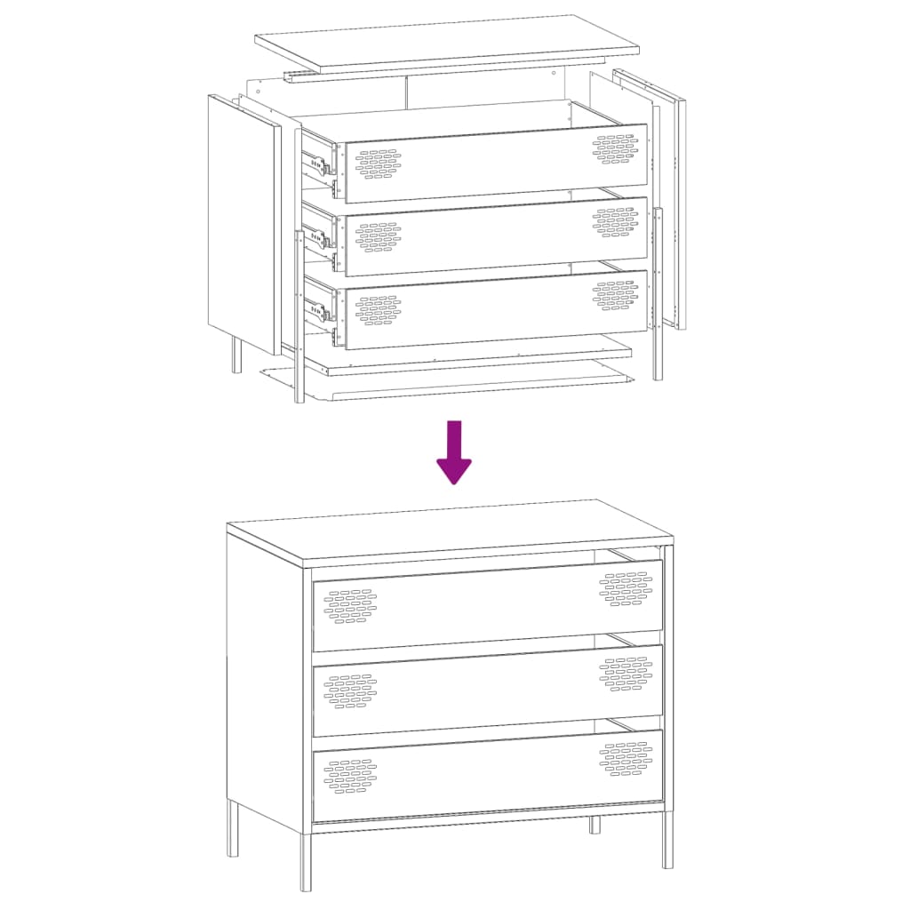 Side cabinet, anthracite, 68x39x58.5cm, steel