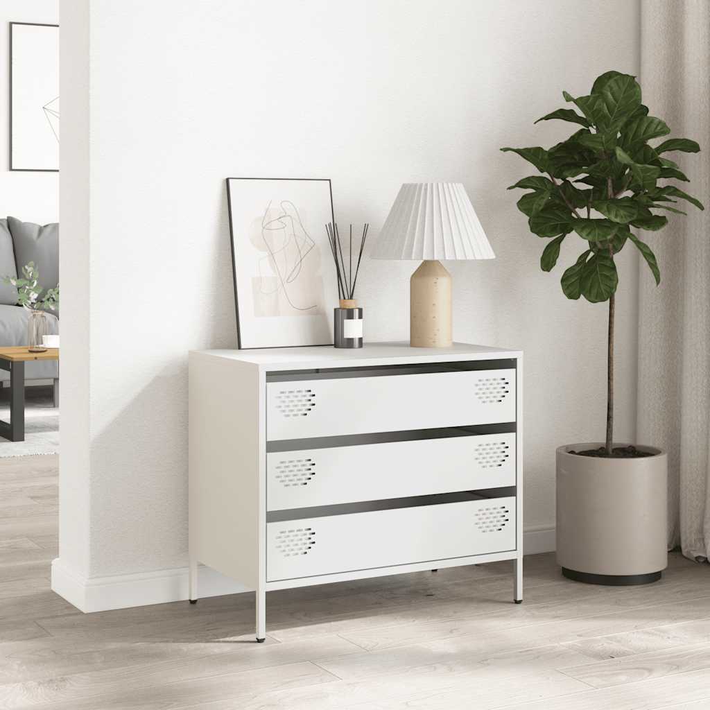 Side cabinet, white, 68x39x58.5cm, cold-rolled steel