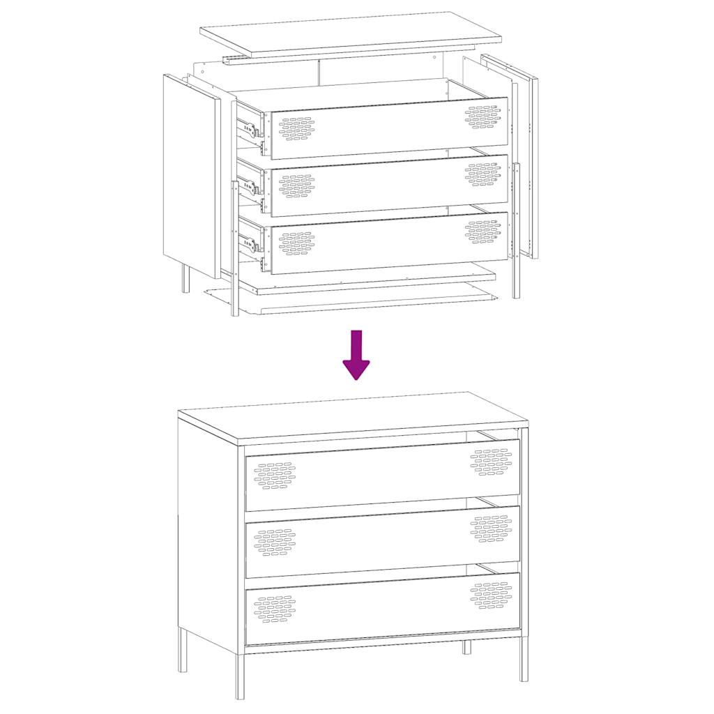 Side cabinet, white, 68x39x58.5cm, cold-rolled steel