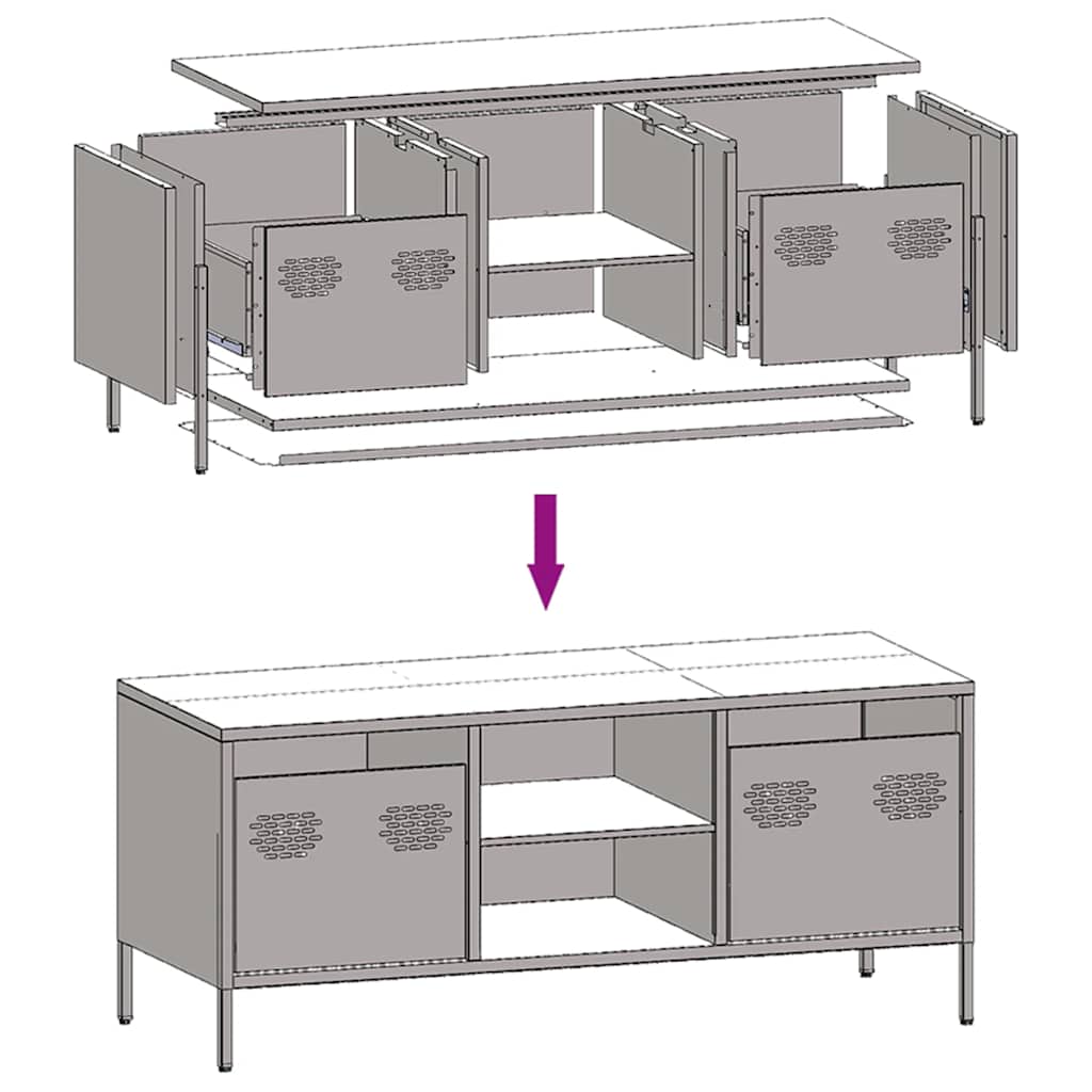 TV cabinet, white, 101.5x39x43.5cm, steel