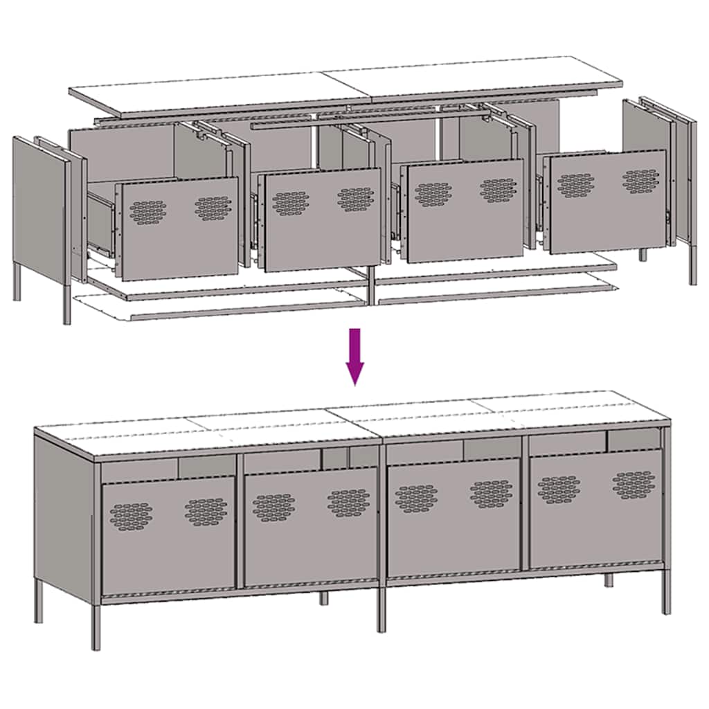 TV cabinet, white, 135x39x43.5cm, steel