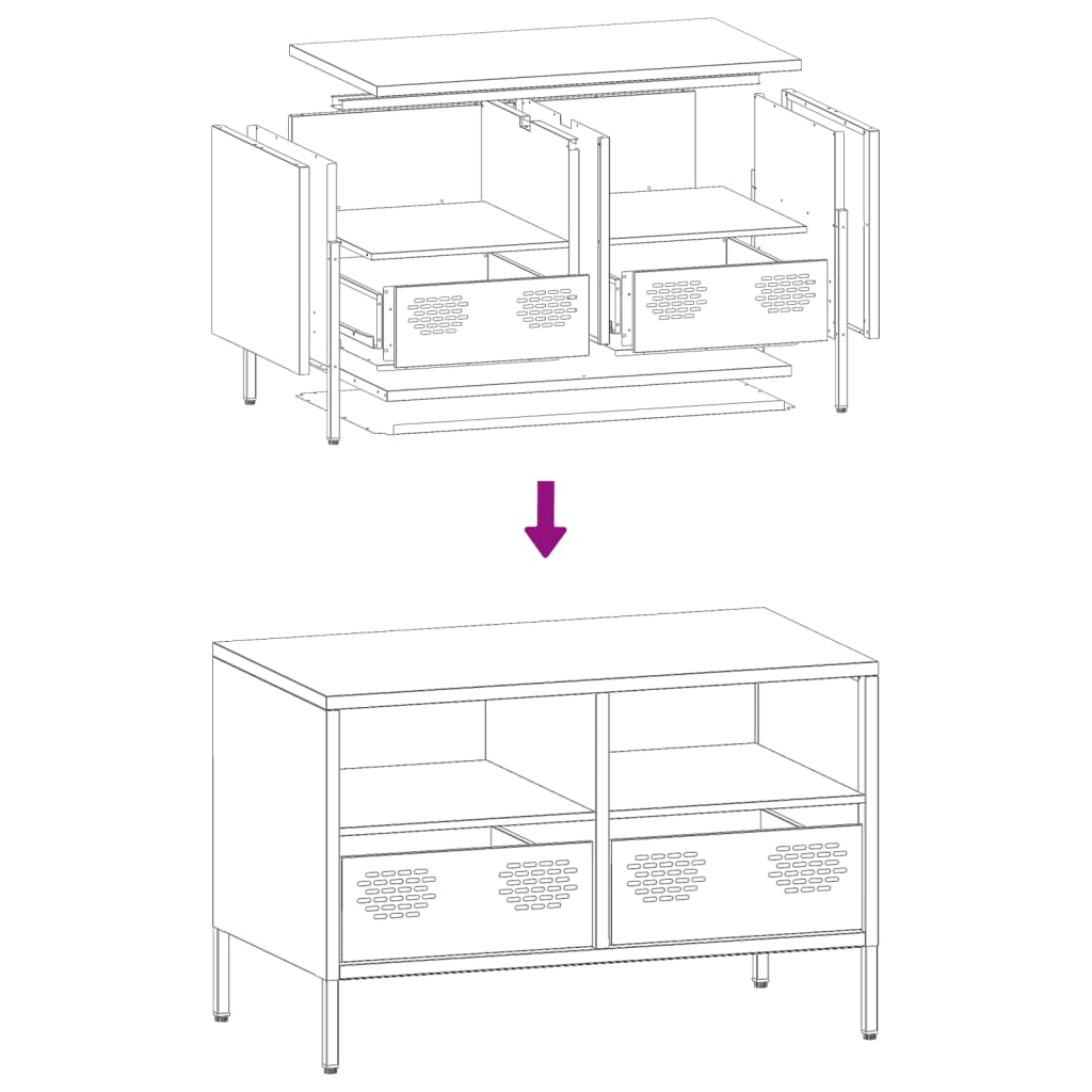 TV cabinet, black, 68x39x43.5cm, steel