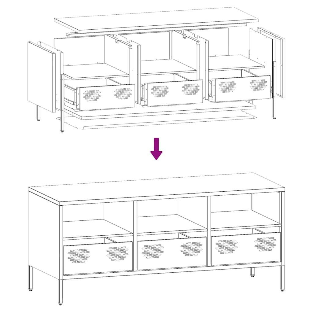 TV unit, pink, 101.5x39x43.5cm, steel