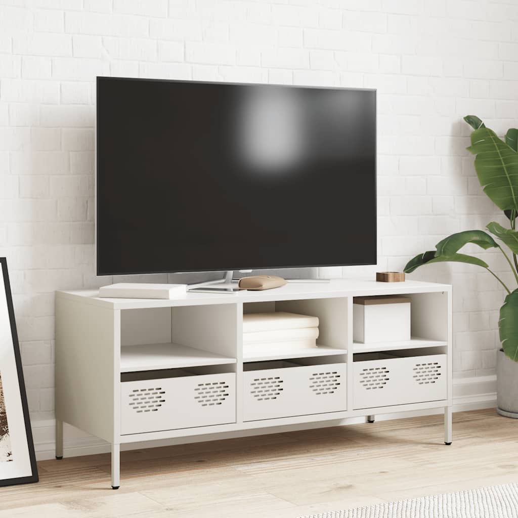 TV cabinet, white, 101.5x39x43.5cm, steel