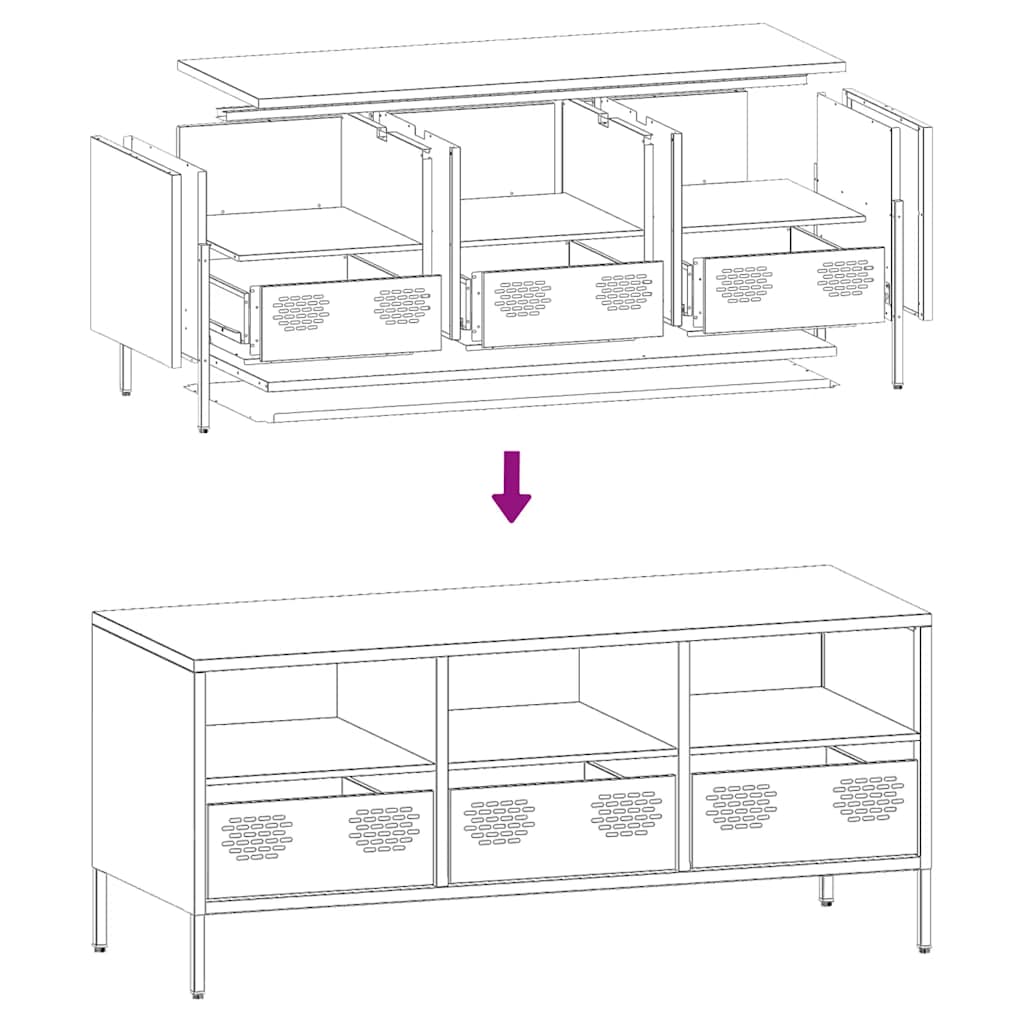 TV cabinet, white, 101.5x39x43.5cm, steel