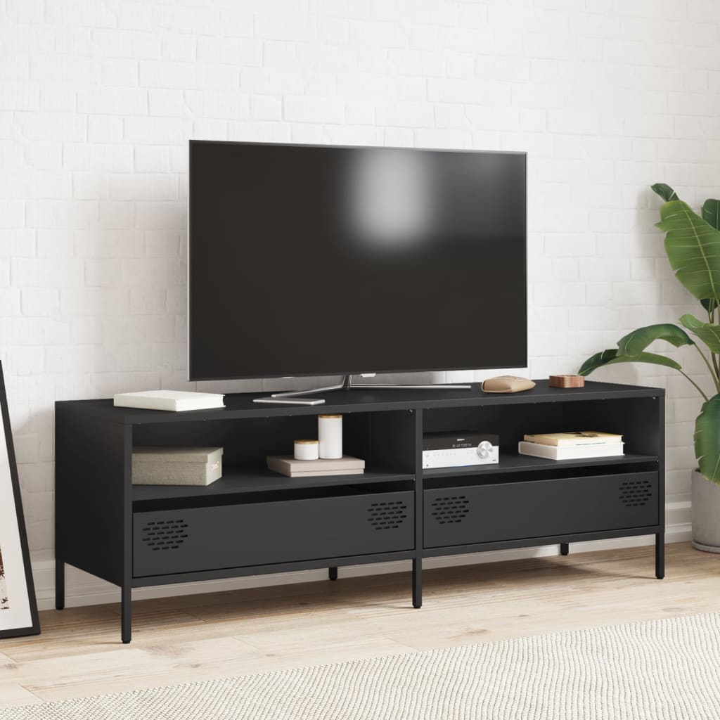 TV cabinet, black, 135x39x43.5cm, steel