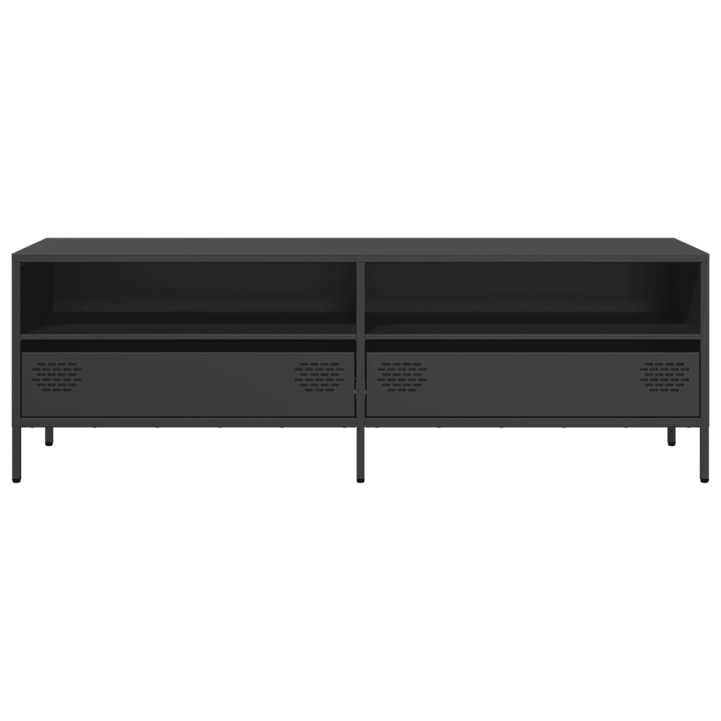 TV cabinet, black, 135x39x43.5cm, steel