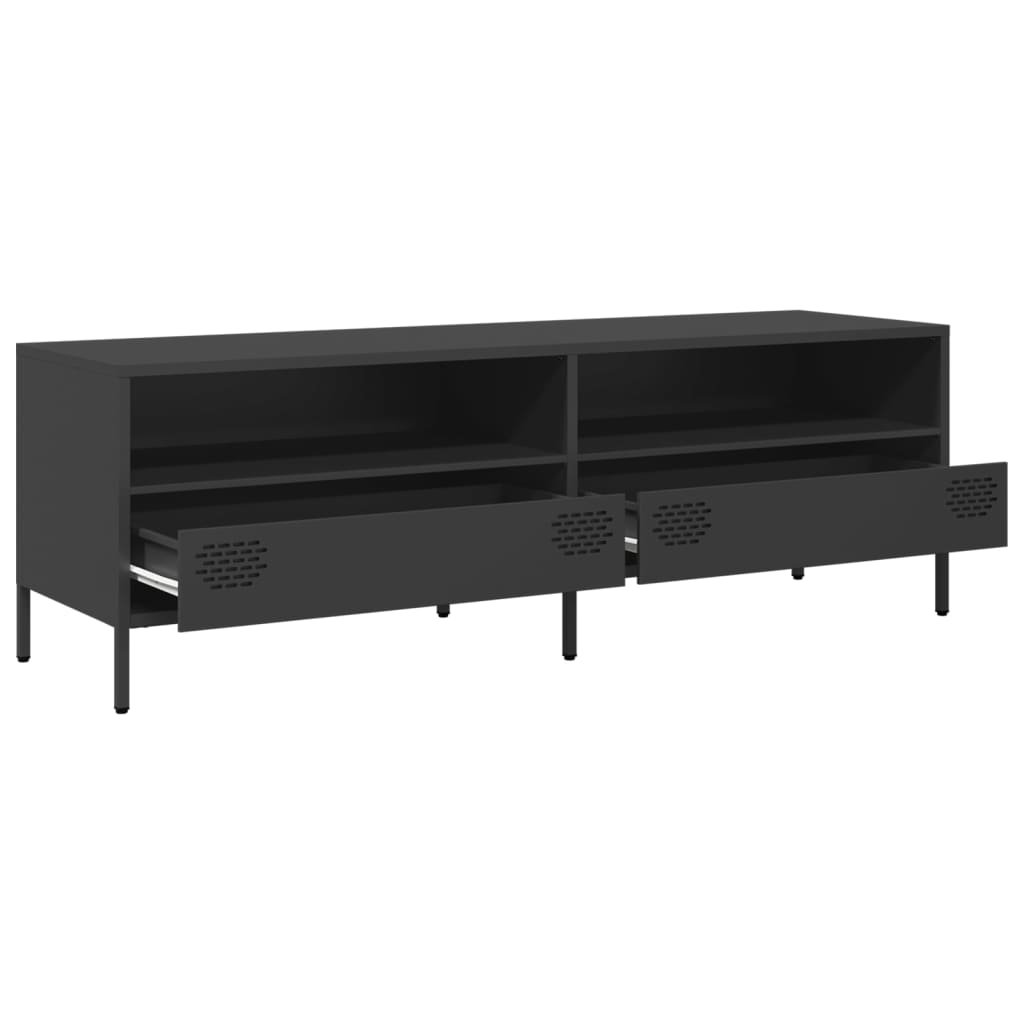 TV cabinet, black, 135x39x43.5cm, steel