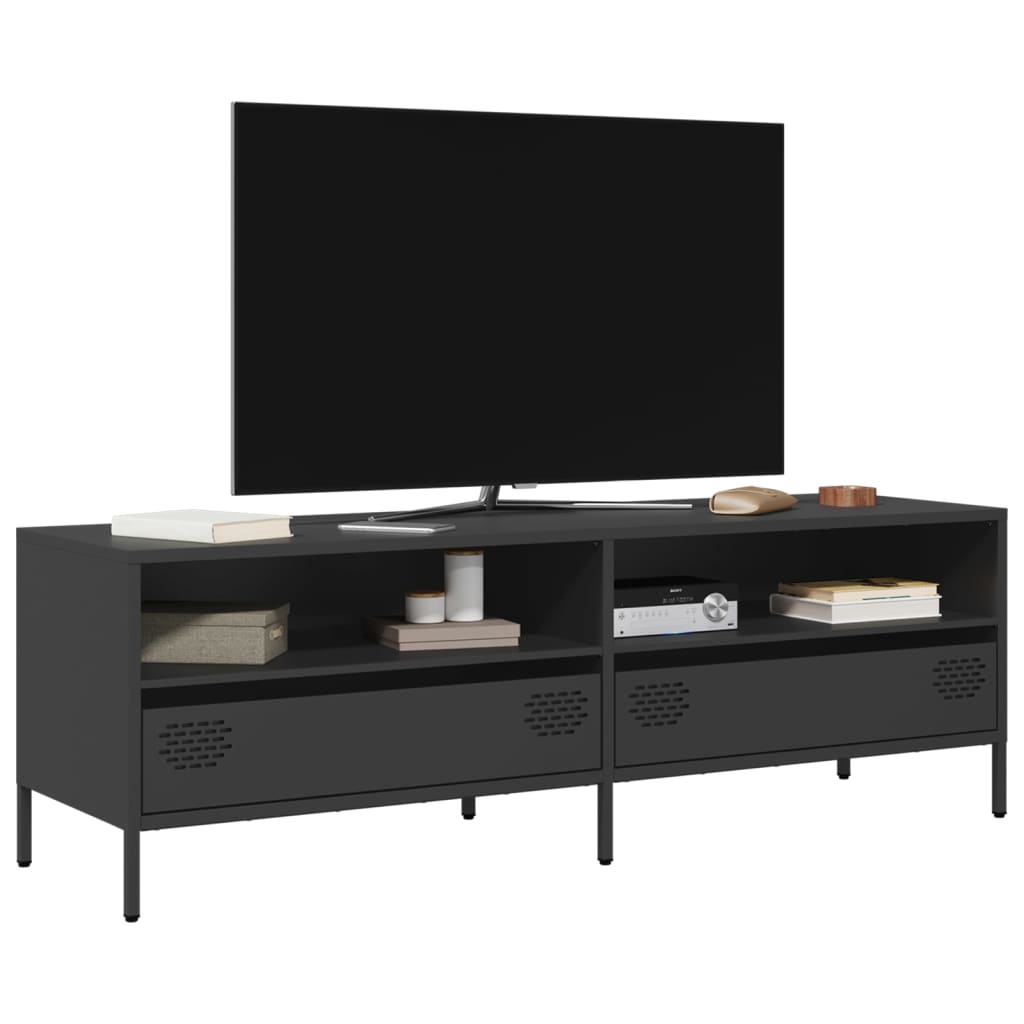 TV cabinet, black, 135x39x43.5cm, steel