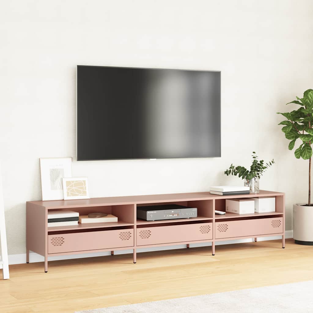 TV bench, pink, 202x39x43.5 cm, steel