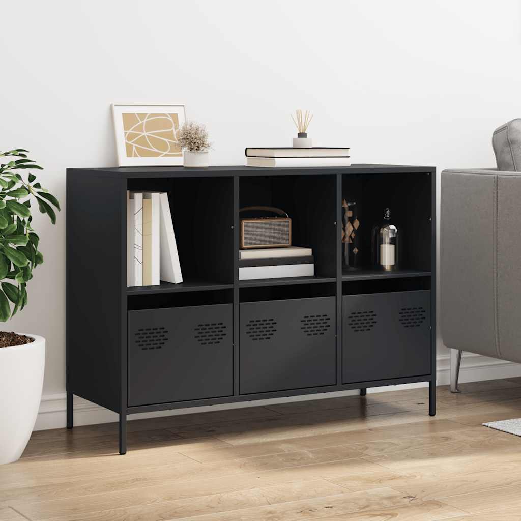 Side cabinet, black, 101.5x39x73.5cm, steel
