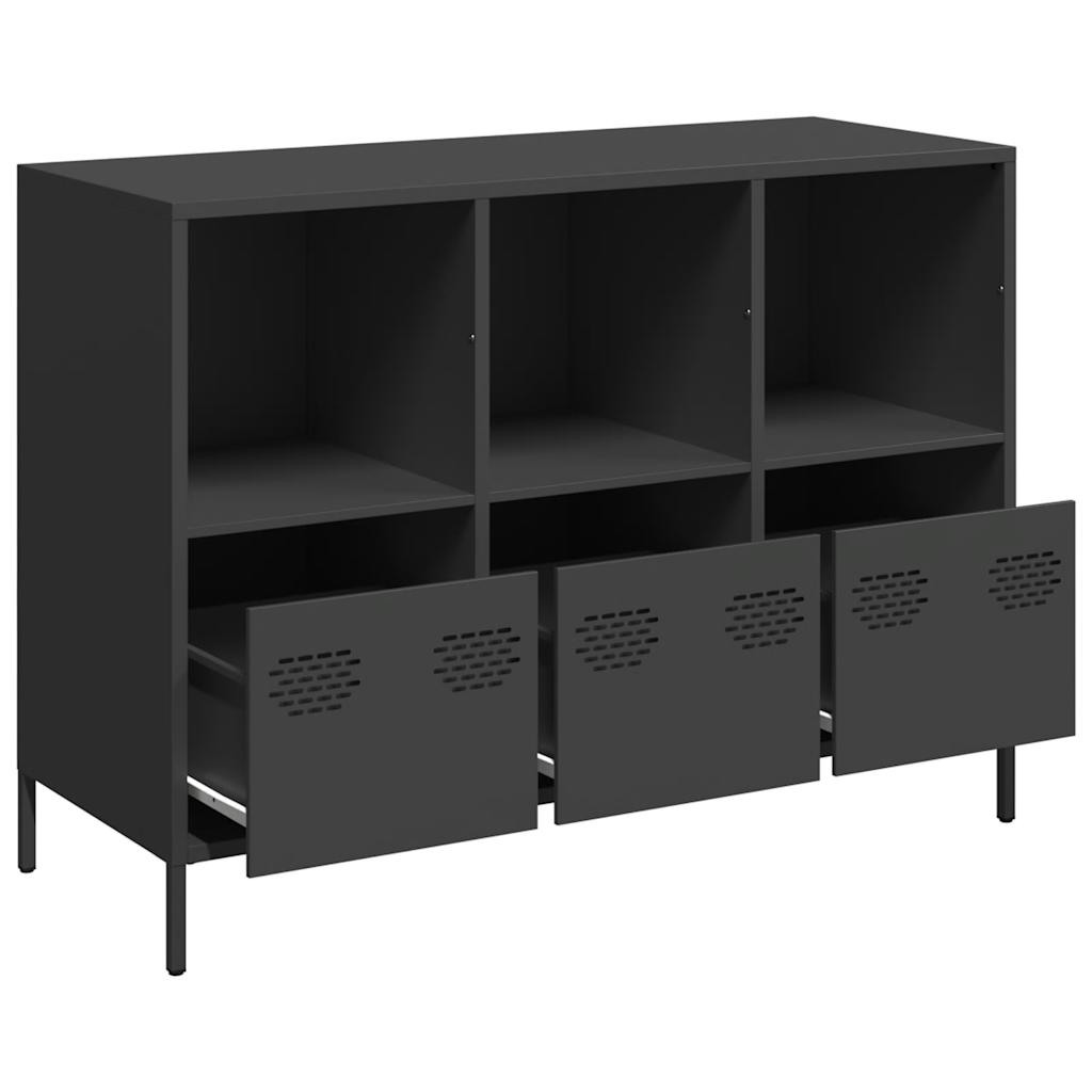Side cabinet, black, 101.5x39x73.5cm, steel