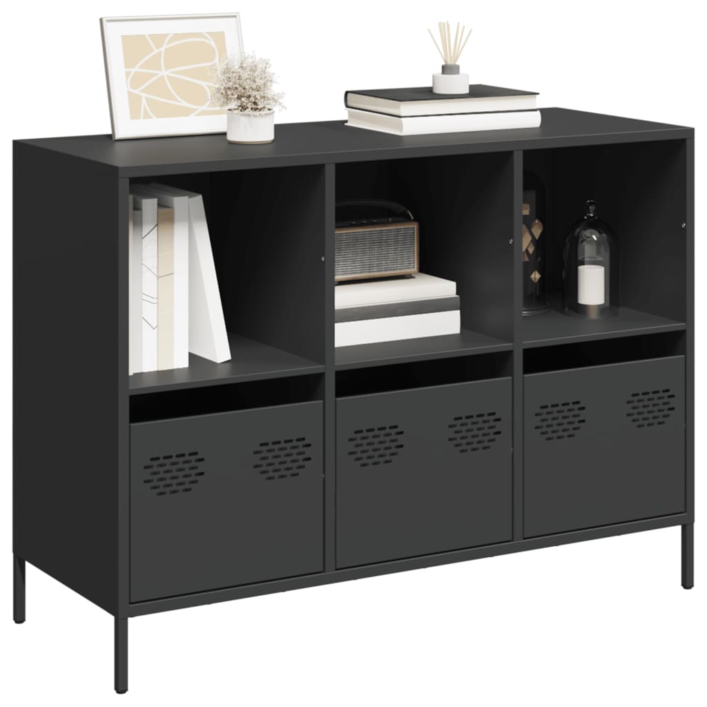 Side cabinet, black, 101.5x39x73.5cm, steel