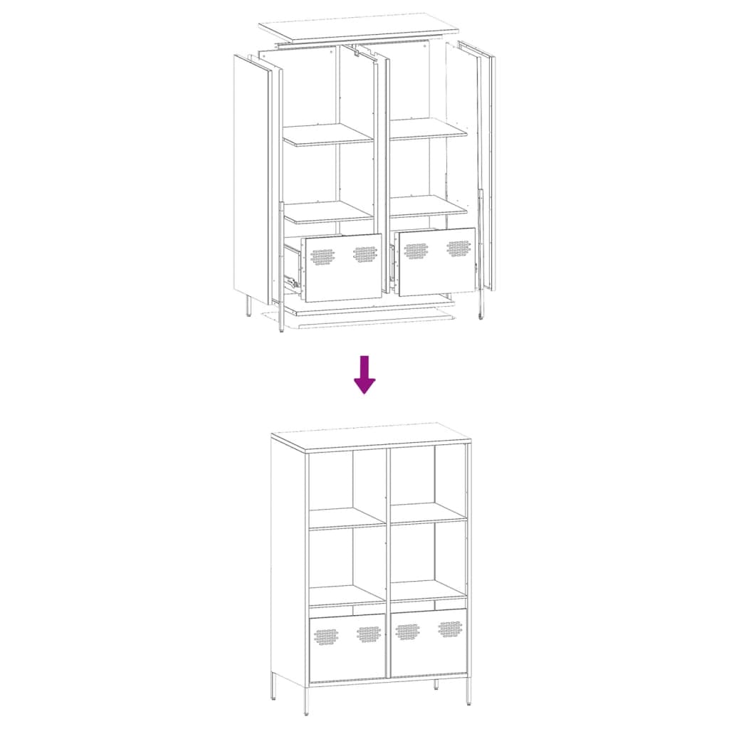 Chest of drawers, anthracite, 68x39x103.5cm, steel