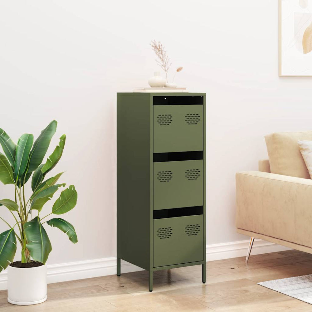 Highboard Olive Green 39x35x103,5 cm Plienas