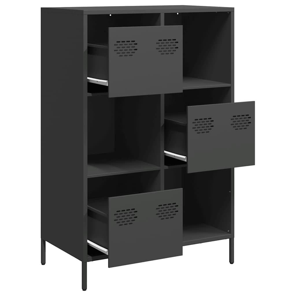 Kumode, melna, 68x39x103,5cm, tērauds