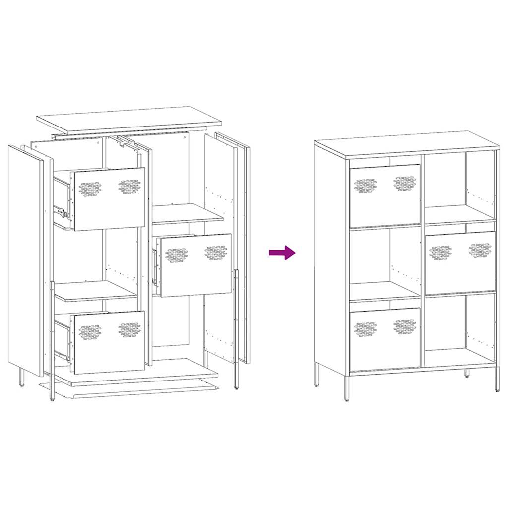 Chest of drawers, white, 68x39x103.5cm, steel