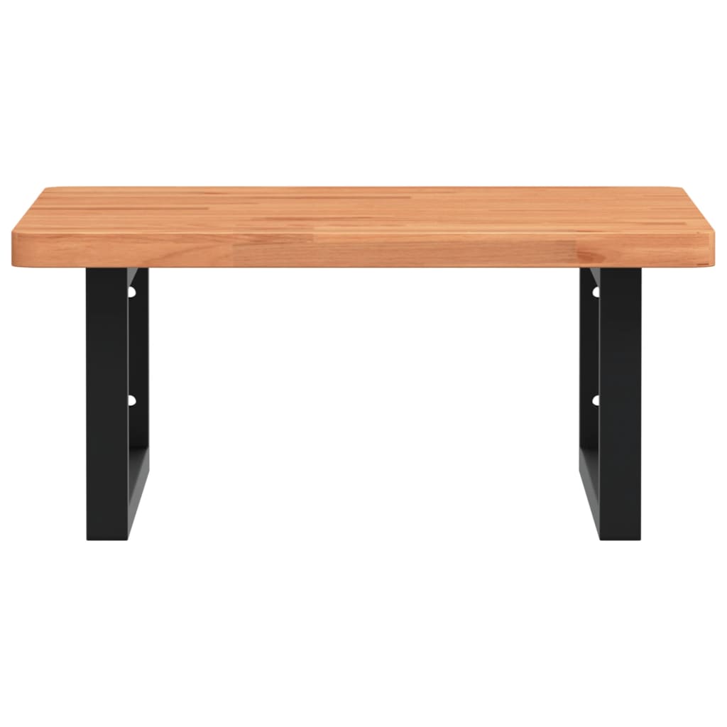 Washbasin shelf, steel and solid boxwood