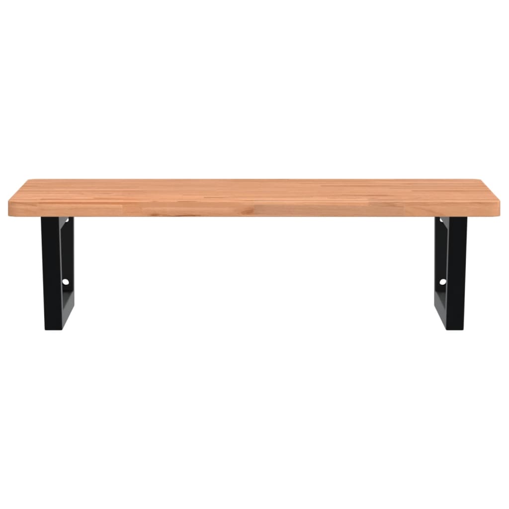Washbasin shelf, steel and solid boxwood