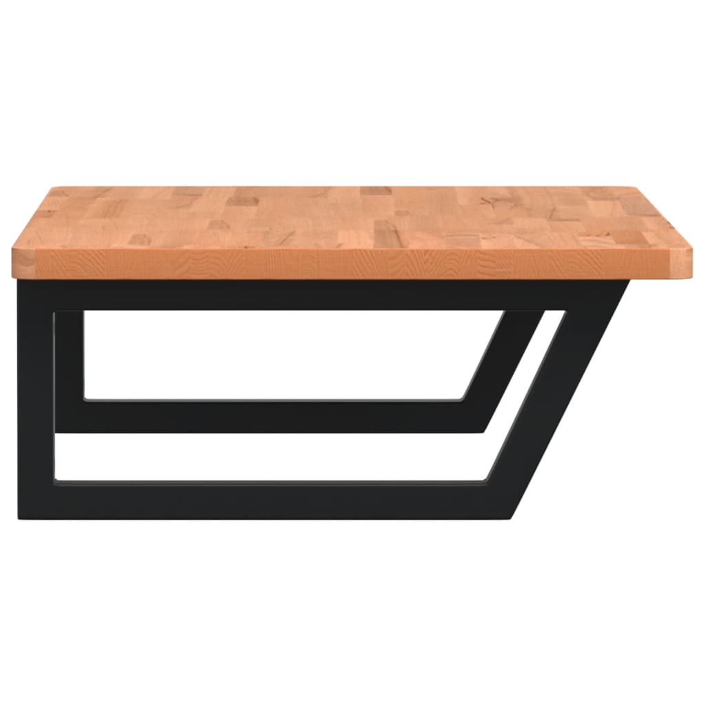 Washbasin shelf, steel and solid boxwood