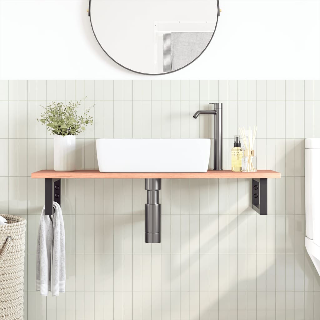 Shelf for washbasin, steel and solid oak wood