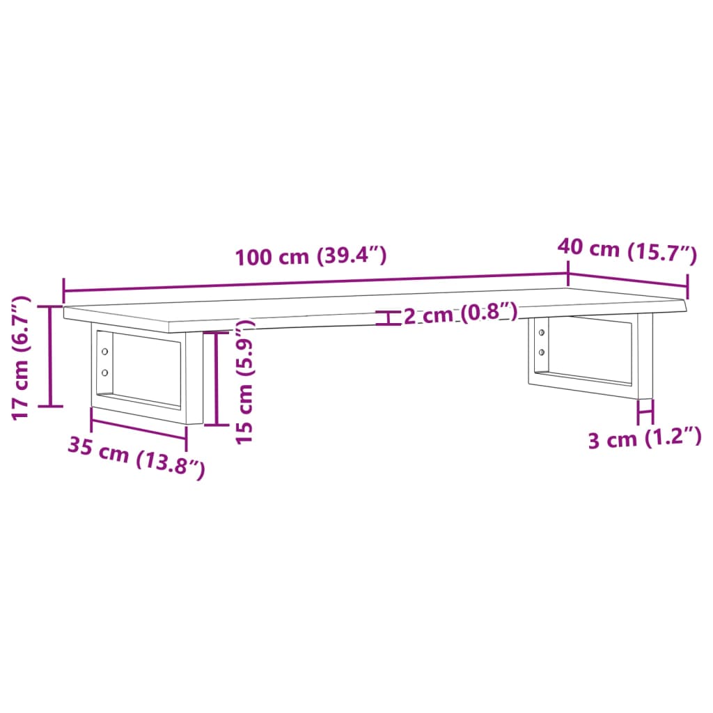 Shelf for washbasin, steel and solid oak wood
