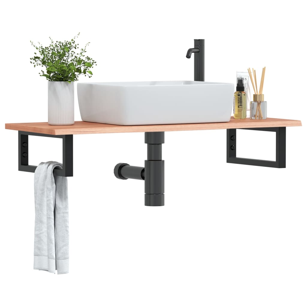 Shelf for washbasin, steel and solid oak wood
