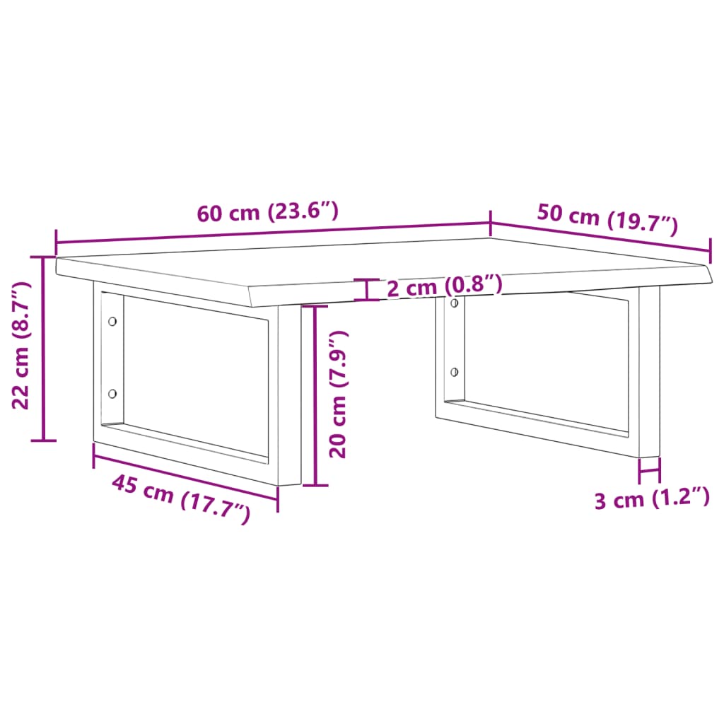 Shelf for washbasin, steel and solid oak wood