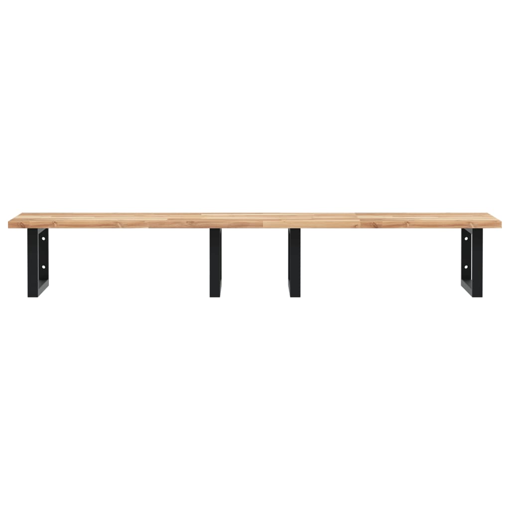 Shelf for washbasin, steel and solid acacia wood