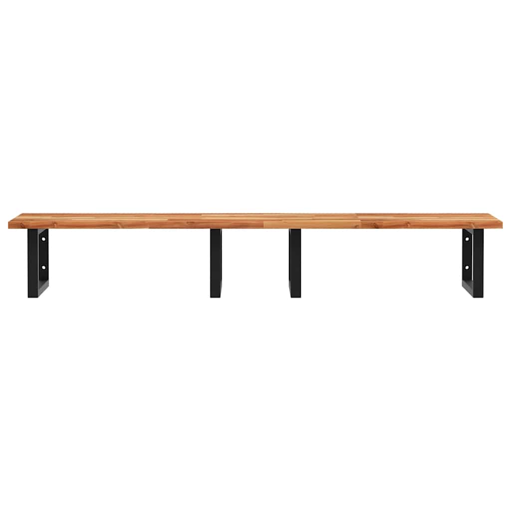Shelf for washbasin, steel and solid acacia wood
