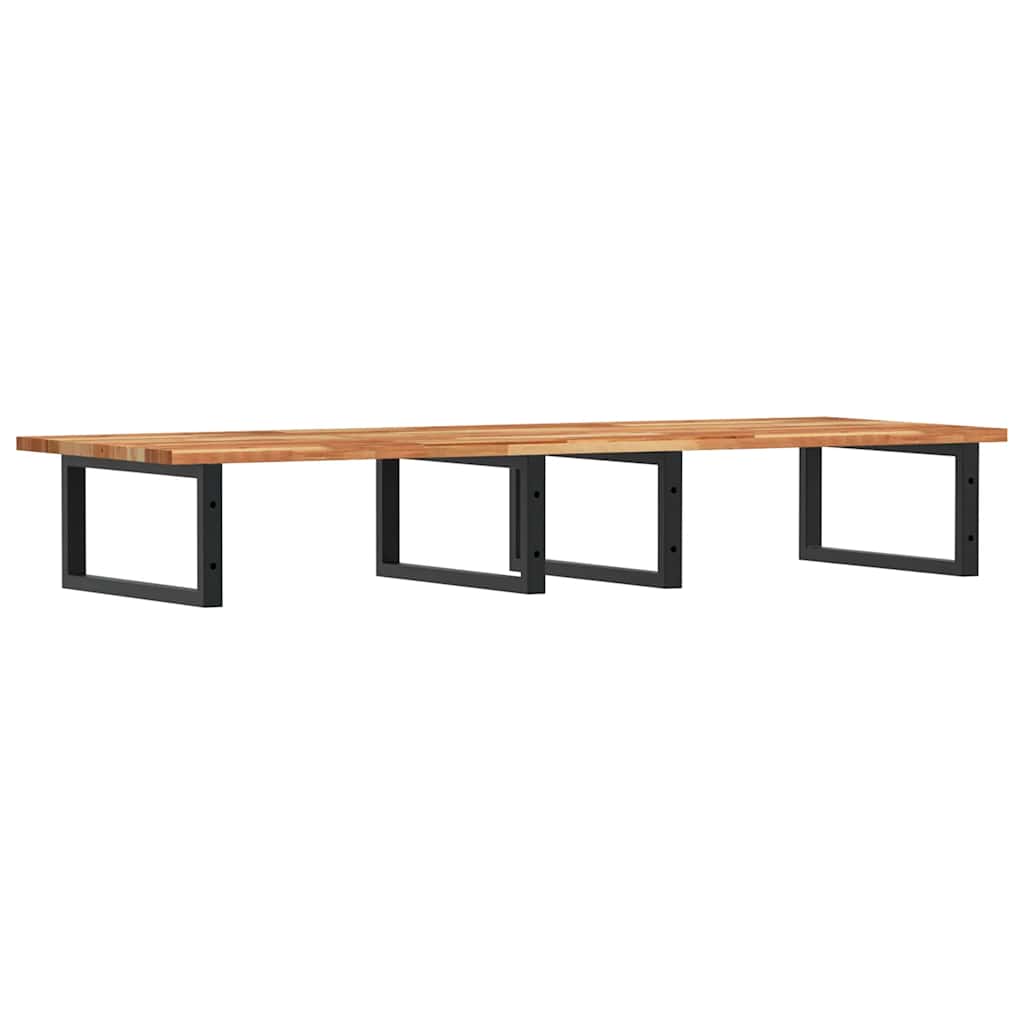Shelf for washbasin, steel and solid acacia wood