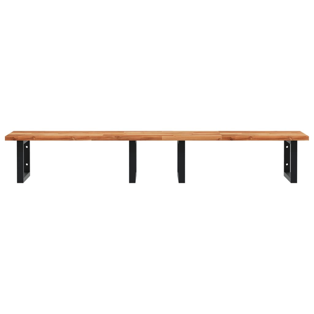 Shelf for washbasin, steel and solid acacia wood
