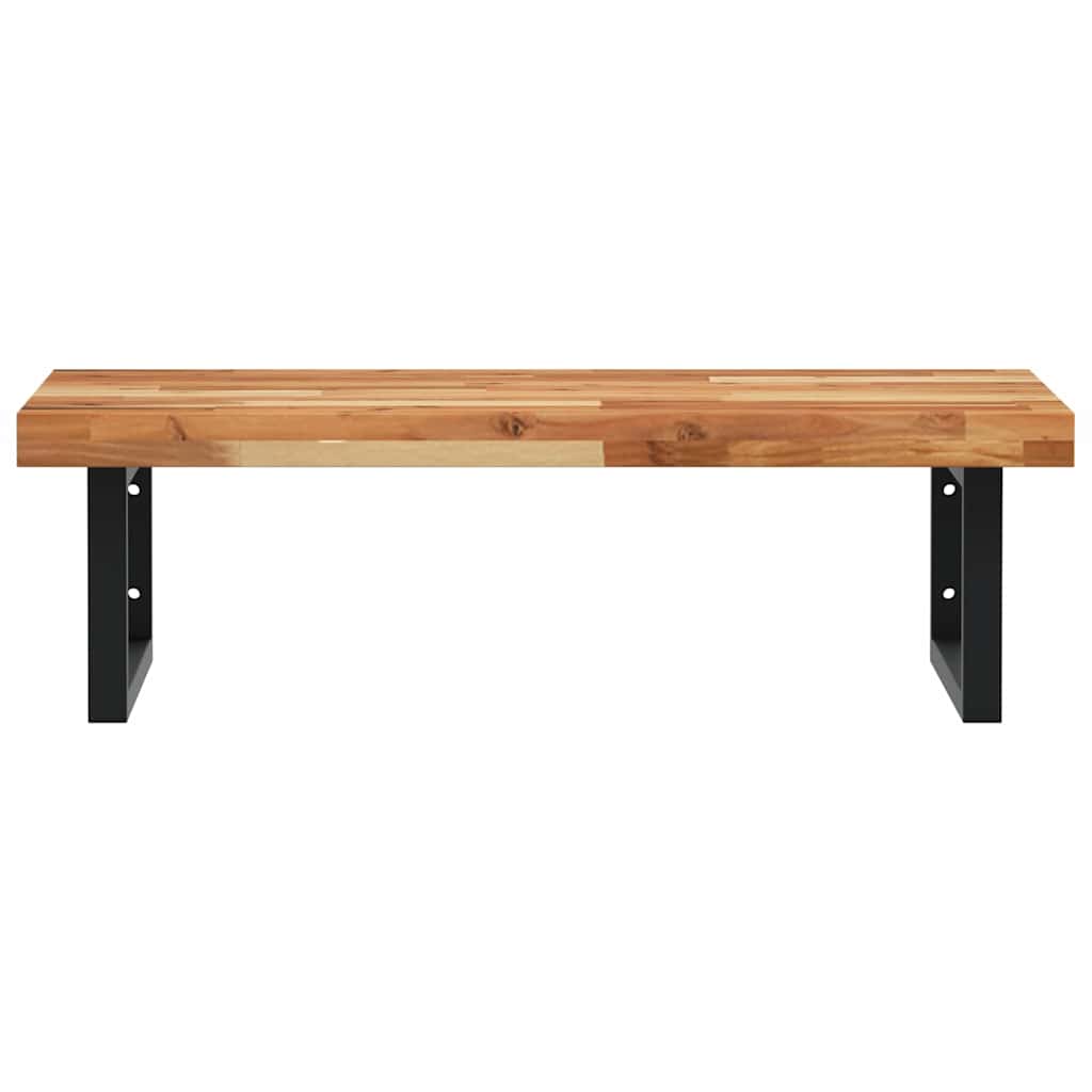 Shelf for washbasin, steel and solid acacia wood