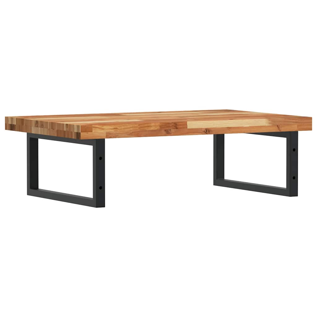 Shelf for washbasin, steel and solid acacia wood