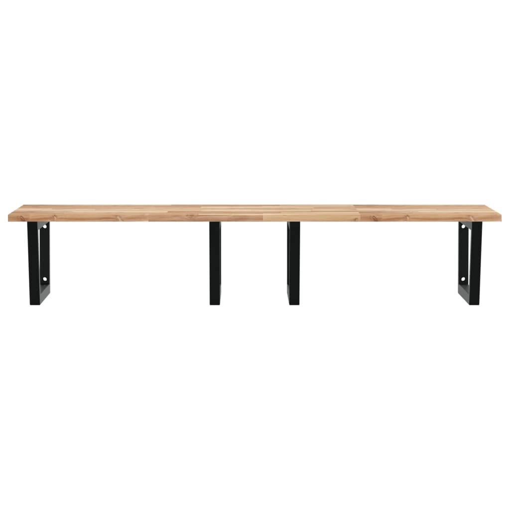 Shelf for washbasin, steel and solid acacia wood