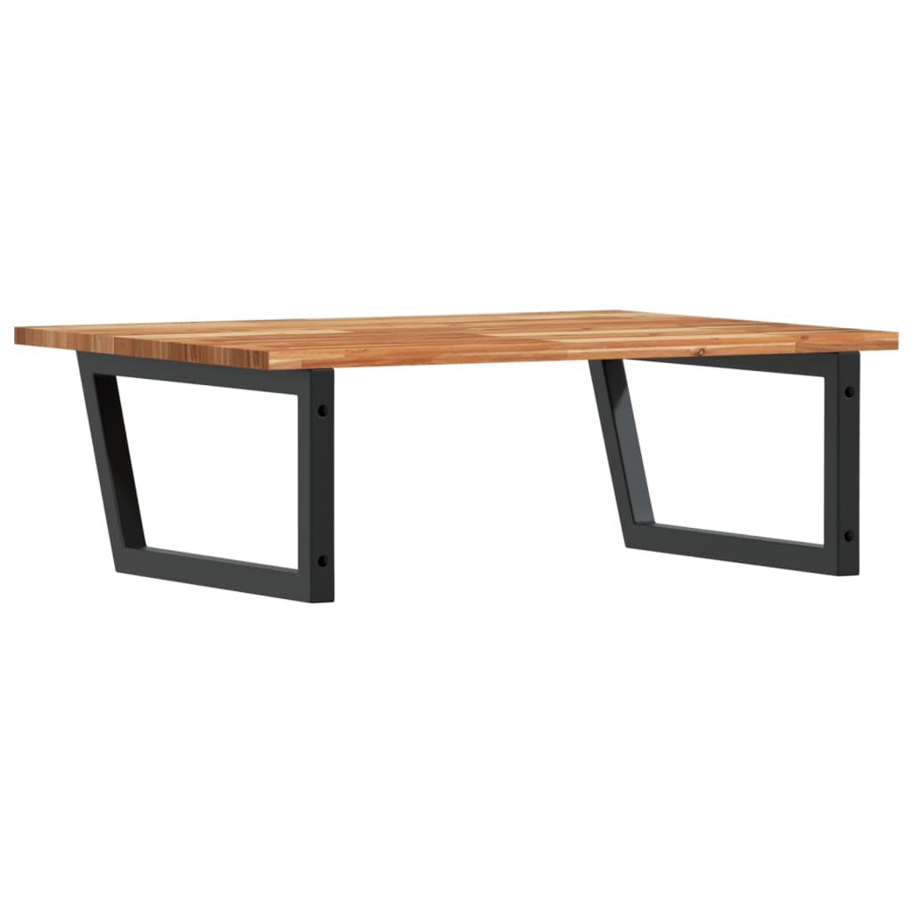 Shelf for washbasin, steel and solid acacia wood