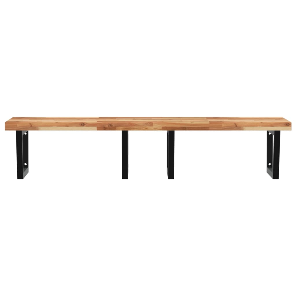 Shelf for washbasin, steel and solid acacia wood