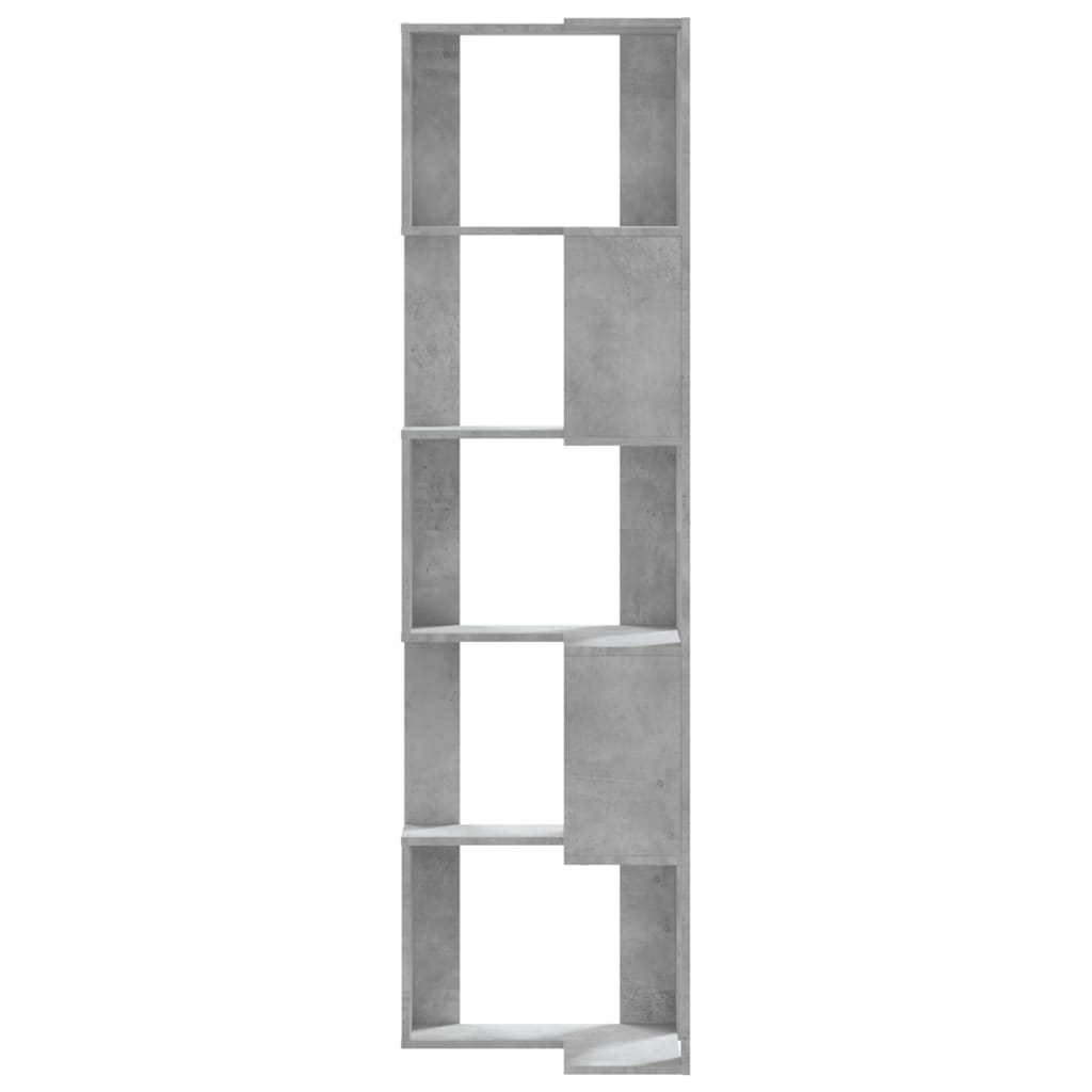 Corner Wardrobe, 5 Tiers, Grey Concrete, 50x50x179cm, Wood