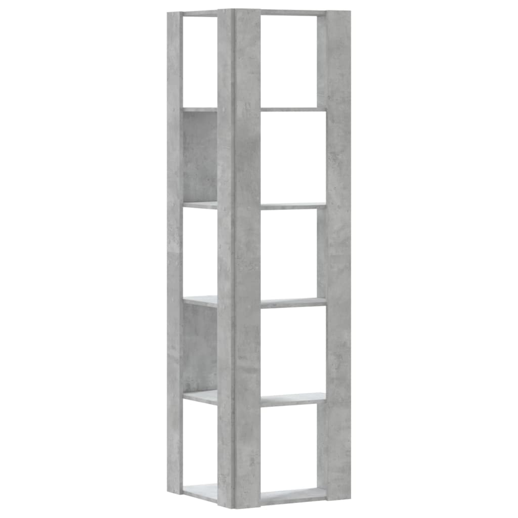 Corner Wardrobe, 5 Tiers, Grey Concrete, 50x50x179cm, Wood
