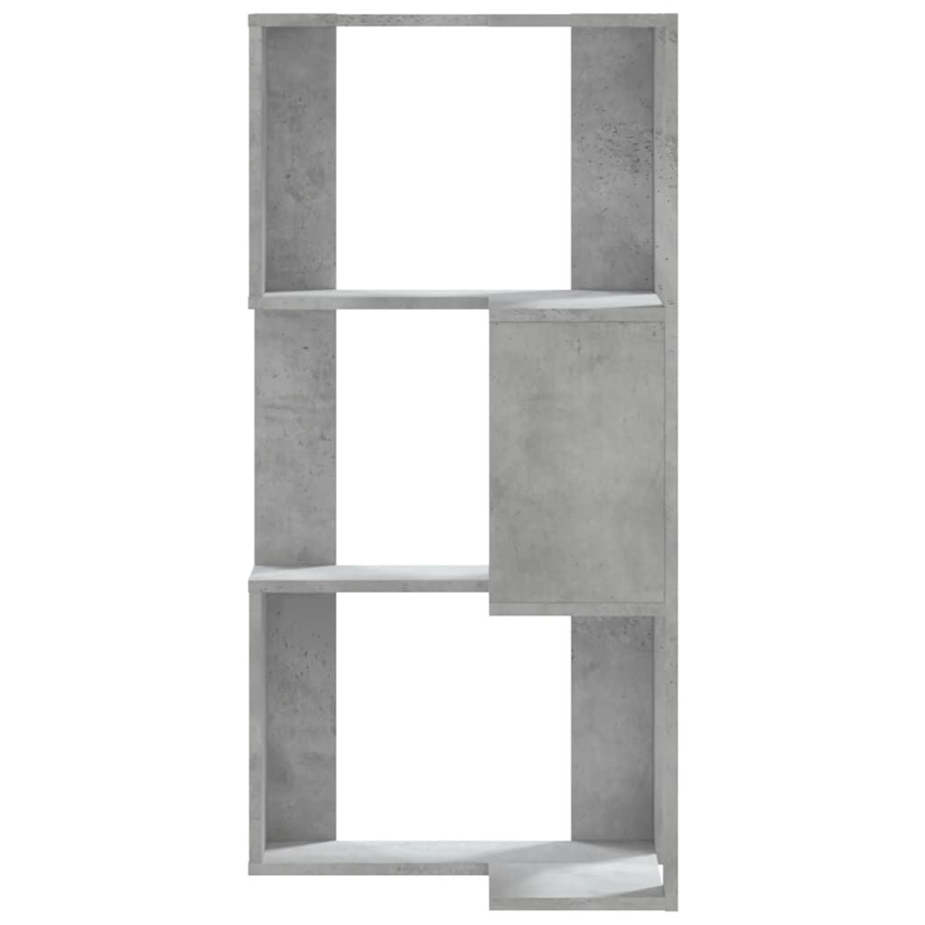 Kampinė spinta, 3 aukštų, betono pilkos, 50x50x102cm, mediena