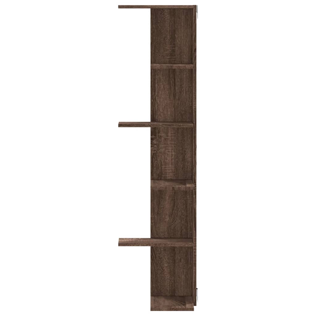 Sienas stūra plaukts, brūns, 36,5x36,5x140cm, MDF