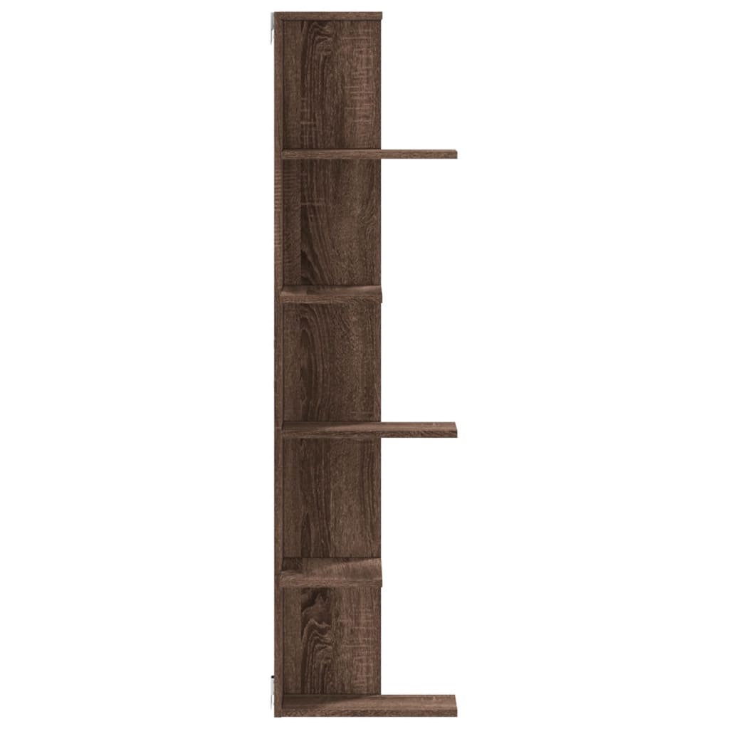 Sienas stūra plaukts, brūns, 36,5x36,5x140cm, MDF