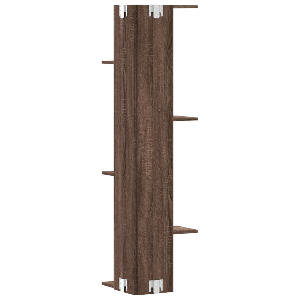 Sienas stūra plaukts, brūns, 36,5x36,5x140cm, MDF