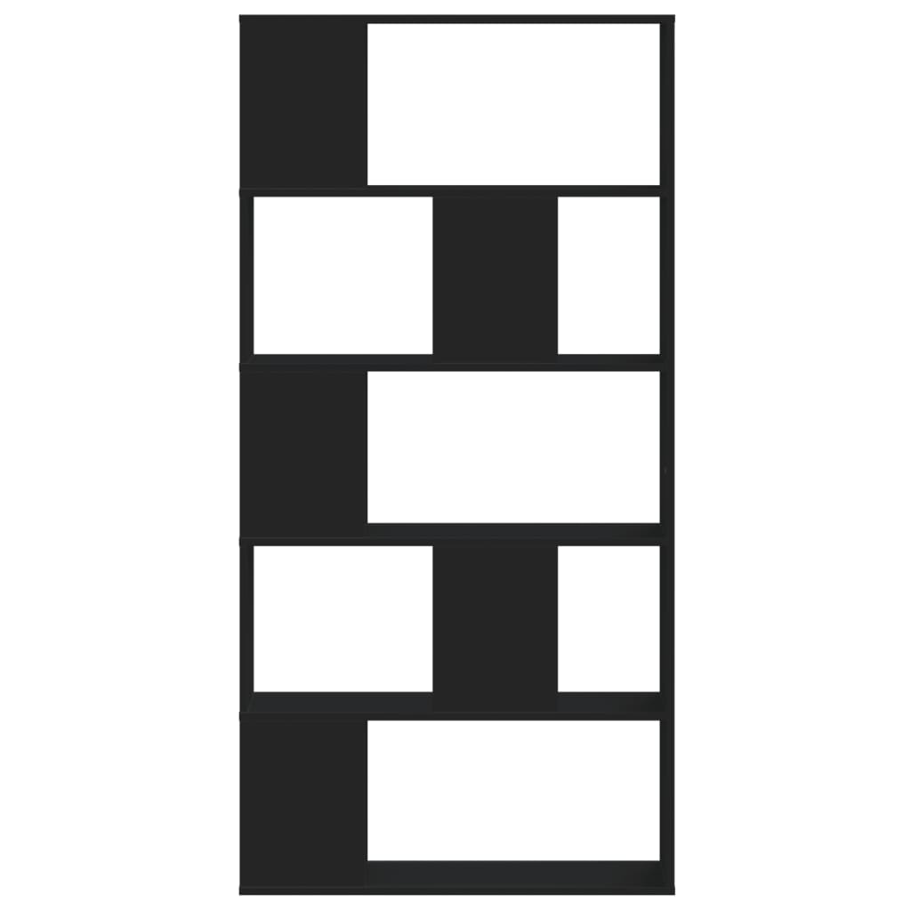 Grāmatu plaukts, 5 stāvu, melns, 80,5x23,5x162,5cm, koks